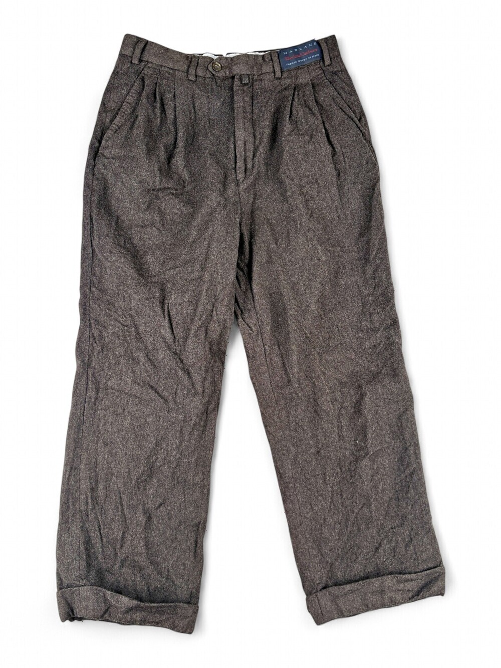 Cuseri Men's Cashmere-Wool Dress Pants Waist 32 Charcoal Brown